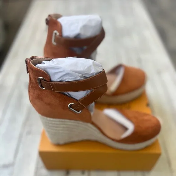 PiePieBuy Women’s Wedge Espadrille Platform Heeled Sandals NIB NEW . Size 9.5 - Picture 2 of 6